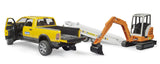 #02546 1/16 Bruder Rental Service Ram 2500 Pickup with Trailer & Mini Excavator