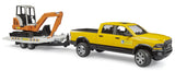 #02546 1/16 Bruder Rental Service Ram 2500 Pickup with Trailer & Mini Excavator