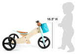 #11610 Blue Small Foot Wooden Training Balance Bike/Tricycle 2-in-1