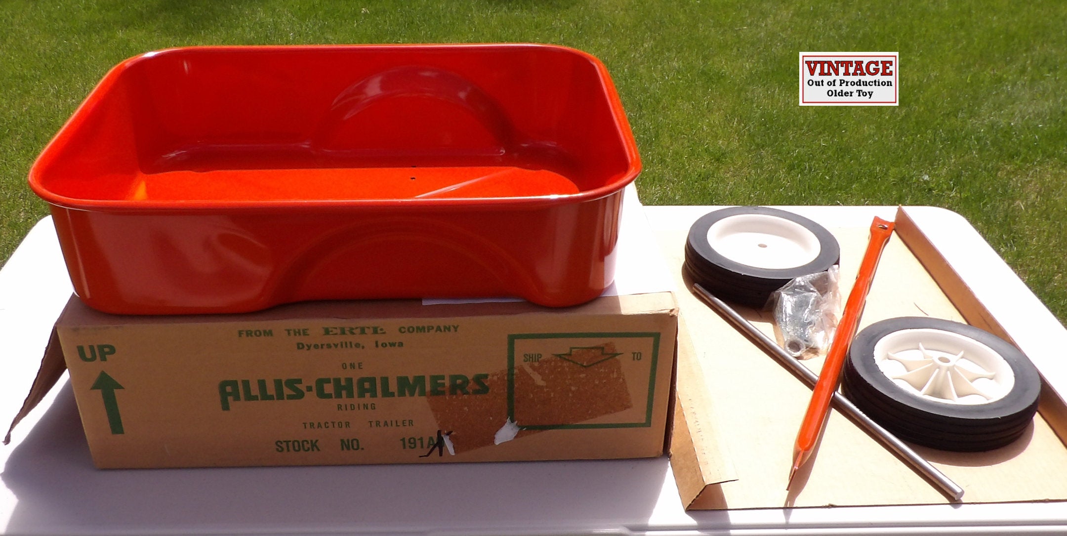 #191AO Orange Allis Chalmers Pedal Tractor Wagon