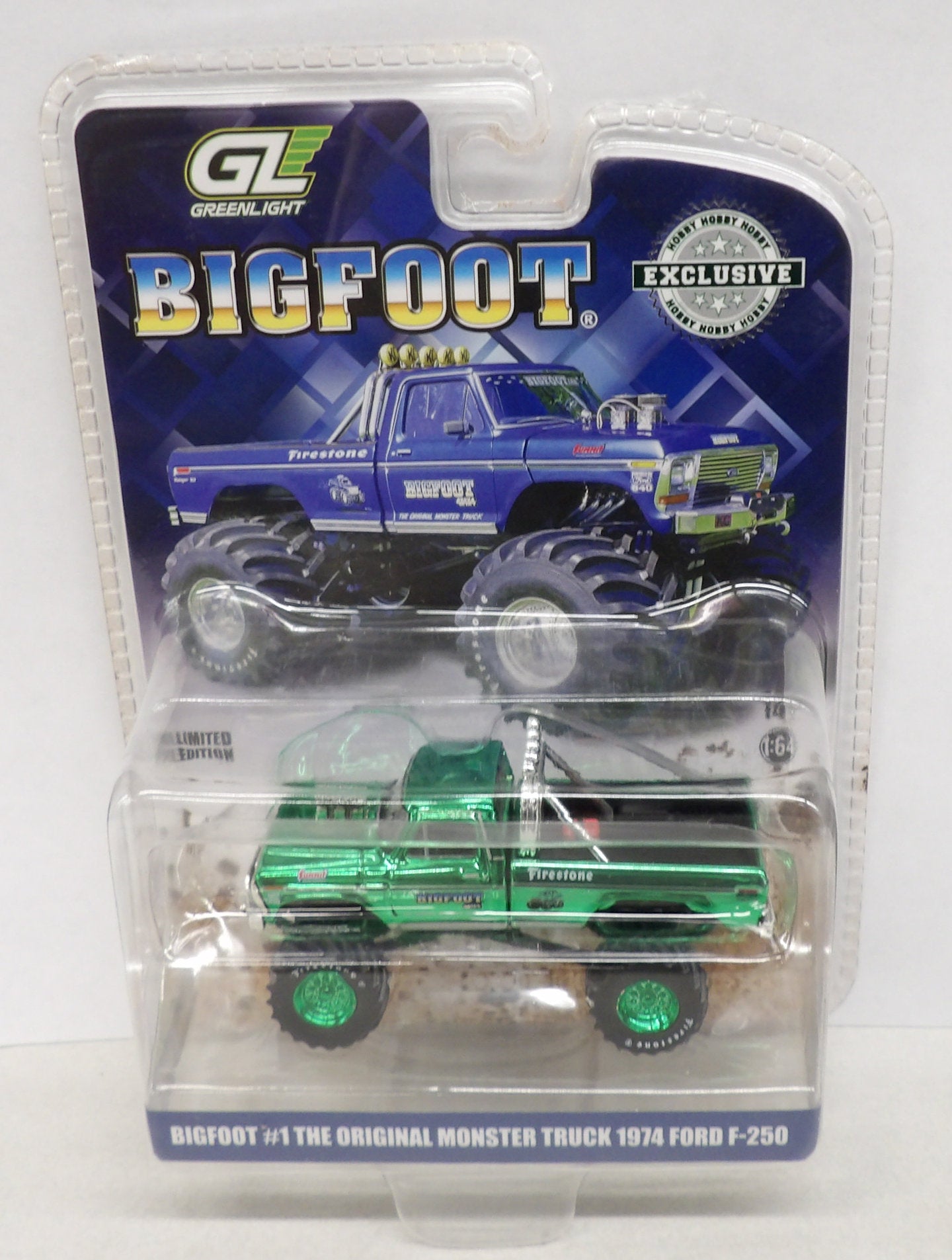 #29934GM 1/64 Bigfoot #1 1974 Ford-F-250 Monster Truck - Green Machines Chase