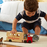 #4097MD Wooden Horse Carrier with Horses Playset