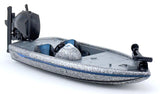 #498B 1/20 Silver Metal Flake Bass Fishing Boat with Trailer & Accessories