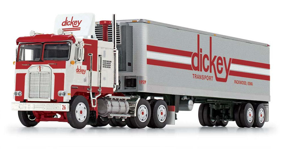 #60-1596 1/64 Dickey Transport Kenworth K100 Flat Top with Air Foil & 40' Vintage Refrigerated Trailer