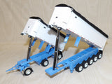 #60-1633 1/64 Wisteria Blue & White Kenworth W900L Day Cab & East Mfg. Michigan Series 31' & 20' End Dump Trailers