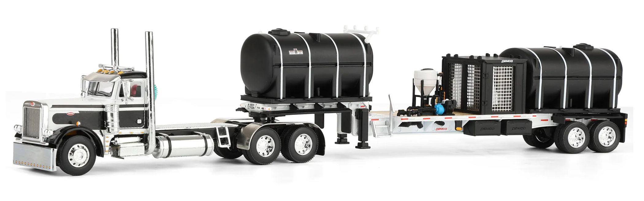 #60-2074 1/64 White & Black Peterbilt 379 Day Cab & DEMCO 42' Liquid Fertilizer Trailer