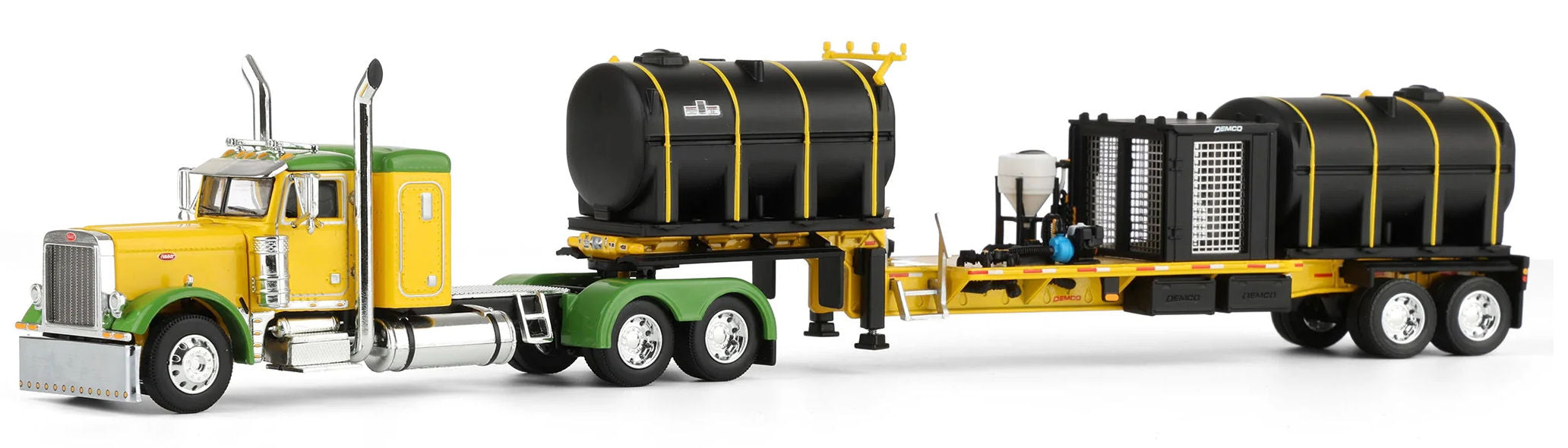 #60-2076 1/64 Yellow & Green Peterbilt 379 with 36" Sleeper & DEMCO 42' Liquid Fertilizer Trailer