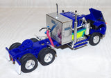#60-1944 1/64 Blue & Green White Western Star 4900 with 36" Vintage Sleeper & 45' Wilson Vintage Tandem-Axle Livestock Trailer