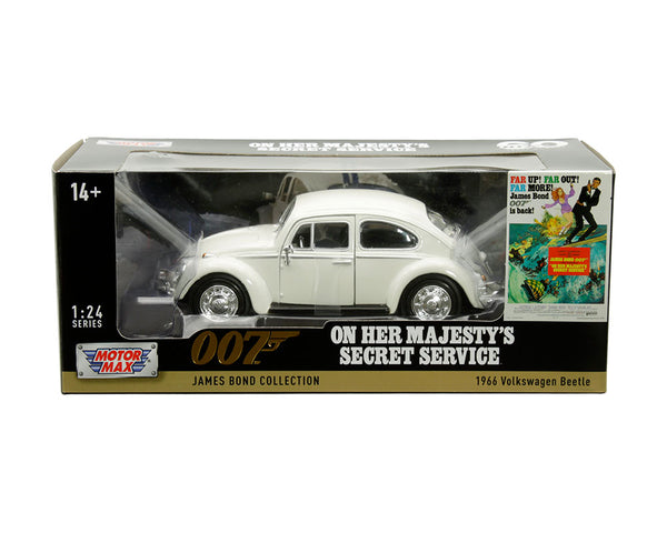 79854 1/24 White 1966 Volkswagen Beetle - On Her Majesty's