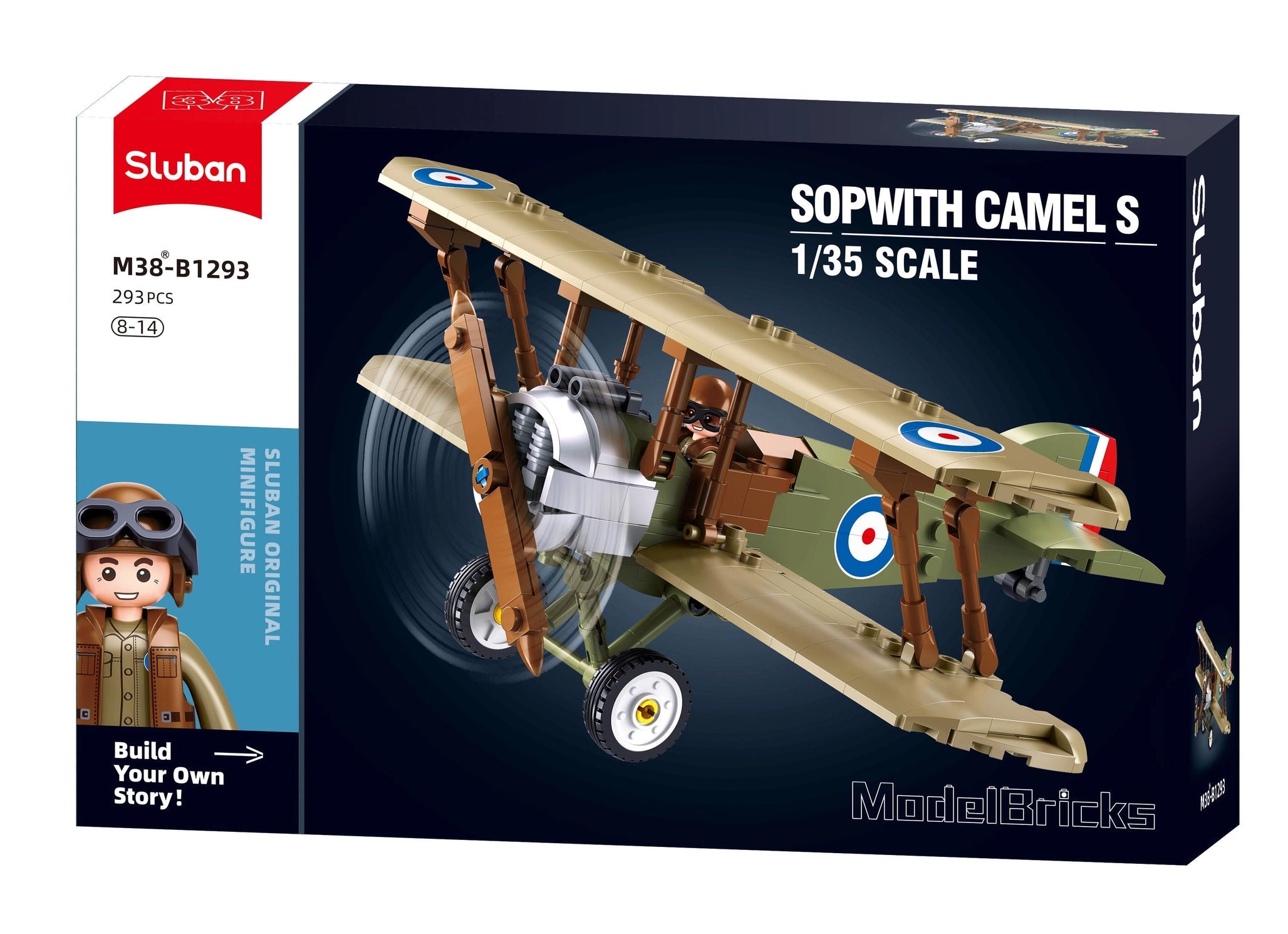 #B1293 Model Bricks Sopwith Camel S Biplane Building Brick Set