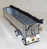 #60-1936 1/64 White & Red Peterbilt Model 389 with 48" Mid-Roof Sleeper & MAC Coal End Dump Trailer