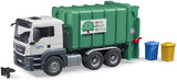 #03763 1/16 MAN TGS Rear Loading Garbage Truck, Green