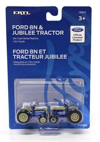 13942 1/64 Ford 8N Jubilee Tractor Set, Blue Gray Action Toys