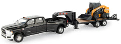 #47155 1/32 Dodge Ram 3500 Dually Crew Cab with Gooseneck Flatbed Trailer & Case SV340B Skid Steer