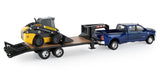 #47269 1/32 Dodge Ram 3500 Dually Crew Cab with Gooseneck Flatbed Trailer & New Holland L230 Skid Steer