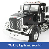 #47367 1/16 Big Farm Black Peterbilt Model 367 Semi with Silver Grain Trailer