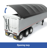 #47367 1/16 Big Farm Black Peterbilt Model 367 Semi with Silver Grain Trailer