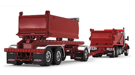 #60-1278 1/64 Viper Red Kenworth T880 Quad-Axle with Rogue Dump Body &  Rogue Transfer Tandem Axle Dump Trailer