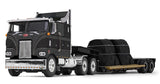 #60-1299 1/64 Black & Gray Peterbilt Model 352 COE 110" Sleeper with Turbo Wing & Rogers Vintage Lowboy Trailer with Coil Load