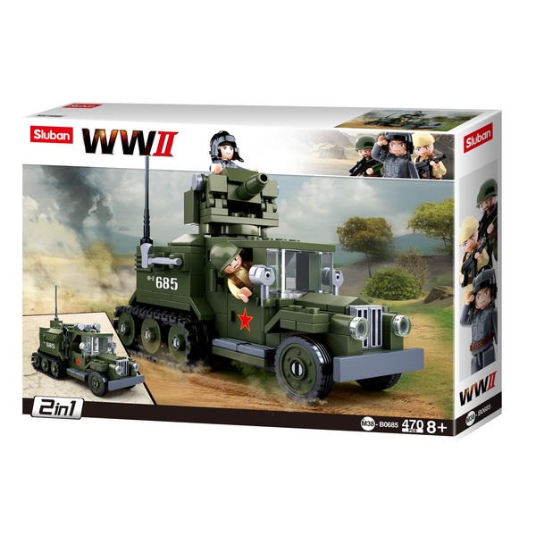 B0685 WWII Gaz Half-Track 2-in-1 Building Block Set | Action Toys