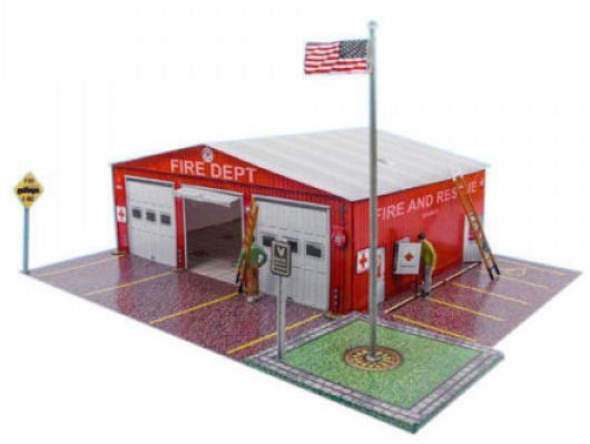 #BK6414 1/64 Fire Department Building Kit
