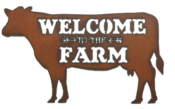 #IM1205 Welcome to the Farm Cow Metal Sign