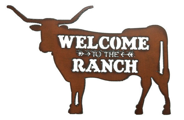 #IM1209 Welcome to the Ranch Longhorn Metal Sign