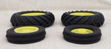 #07-118 1/16 Rubber Front & Rear Tire Set with Yellow Plastic Spoke Rims