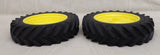 #07-120 1/16 Goodyear 15.8-38 Rubber Tires with Yellow Rims - pair
