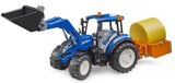 #09861 1/16 New Holland Powerstar T5.120 with Loader & Bale Loading Box
