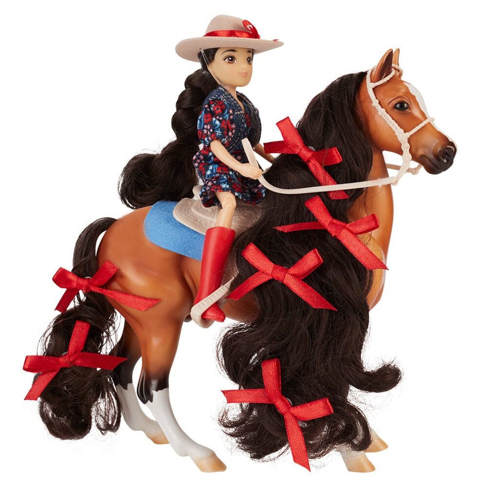 #B-FS-10651 1/12 Nora & Boots, Western Rider & Bay Pony Playset