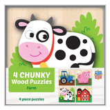 #12525 4 Chunky Wood Farm Puzzles