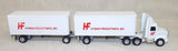 #2086 1/64 Hyman Freightways WhiteGMC Aero Conventional with Pup Trailers