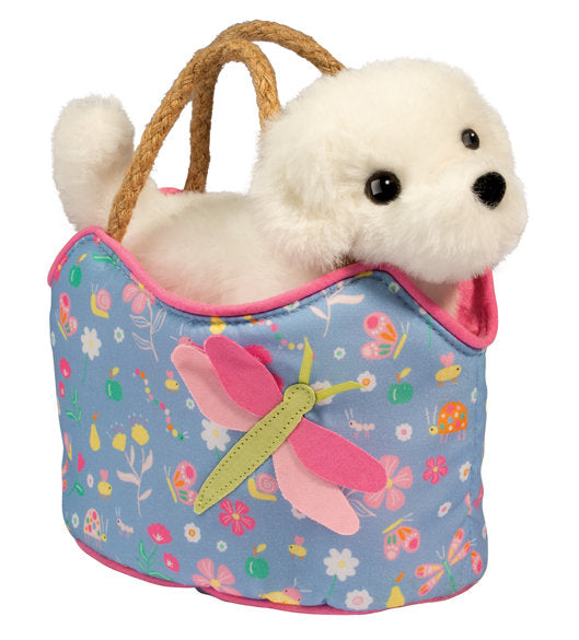 #2098D Dragonfly Dreams Sassy Sak with Bichon Dog Plush
