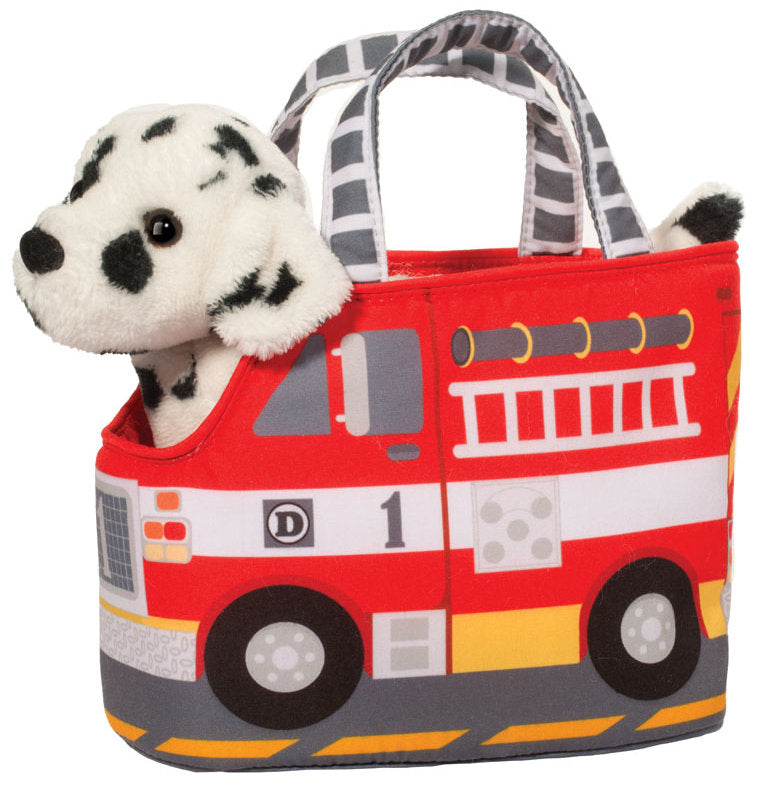 #2233D Fire Truck Pet Sak with Dalmation Dog Plush