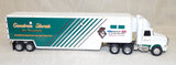 #2883 1/64 G. Stone Motors WhiteGMC Aero Conventional with Drop-Bed Trailer