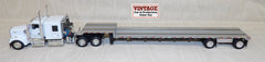 #30846 1/64 White Kenworth W900 with Transcraft Drop Deck Spread Axle Trailer