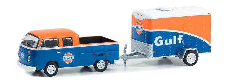 #32280-B 1/64 Gulf Oil 1975 Volkswagen Type-2 Double Cab Pickup with Small Cargo Trailer