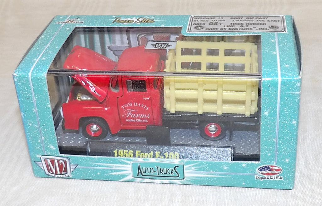 #32528 1/64 Red Tom Davis Farms Red 1956 Ford F-100 Stakebed Truck