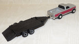 #328EP 1/64 Silver & Red Ford F-250 Pickup with Black Flatbed Trailer - No Package, AS IS