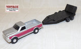 #328EP 1/64 Silver & Red Ford F-250 Pickup with Black Flatbed Trailer - No Package, AS IS