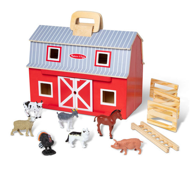 #3700MD Fold & Go Wooden Barn with Animals