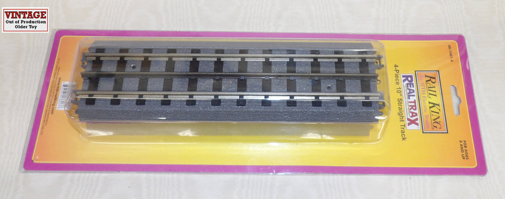 #40-1001-4 1/48 Rail King RealTrax 4-Piece 10" Straight Track Set, O Gauge