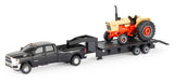 #44446 164 Case 1270 Tractor with Ram 3500 Dually Pickup & Gooseneck Flatbed Trailer