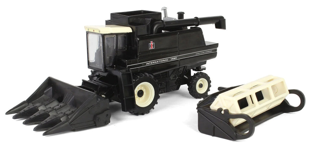 #44469B 1/64 International 1460 Axial-Flow Combine with Grain & Corn Heads, Black Chase Version