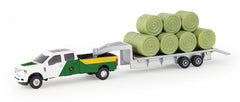 #45927 1/64 John Deere Ford Pickup with Flatbed Trailer & Hay Bales