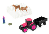 #47700 1/64 Case-IH 10-pc Farm Set with Pink Tractor & Accessories