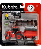 #47737 1/64 Kubota 10-pc Farm Set with Tractor & Accessories