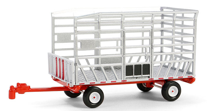 #48090-F 1/64 Silver & Red Bale Throw Wagon