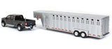 #51301C 1/64 Magnetic Silver 2019 Ford F-250 Lariat Dually with Silver 3-Hole 30 Foot Tandem Axle Gooseneck Livestock Trailer
